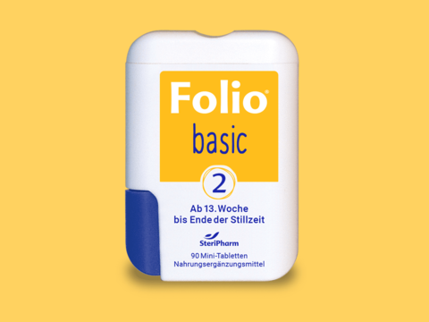 Packshot Folio Basic 2: Folsäure, gelber Hintergrund