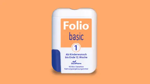 Packshot Folio Basic 1: Folsäure, oranger Hintergrund