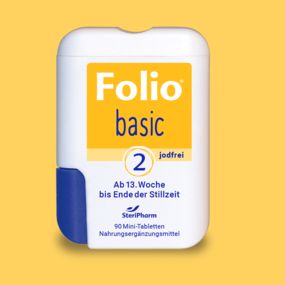 Packshot Folio Basic 2: Folsäure, gelber Hintergrund