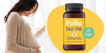 Schwangere und Produkt Folio 2 basic DHA