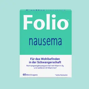 Packshot Folio Neusema: Folsäure, türkiser Hintergrund