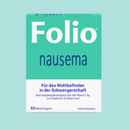 Packshot Folio Neusema: Folsäure, türkiser Hintergrund