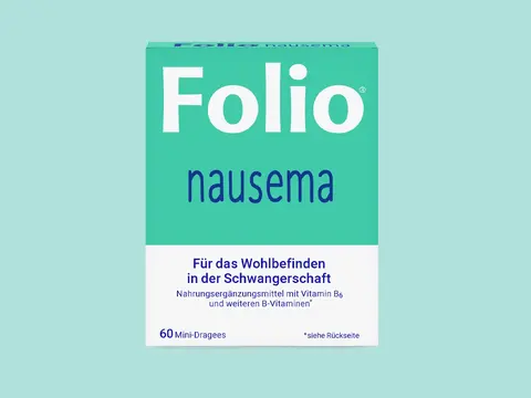 Packshot Folio Neusema: Folsäure, türkiser Hintergrund