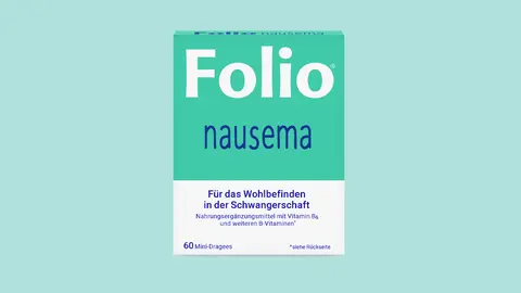 Packshot Folio Neusema: Folsäure, türkiser Hintergrund